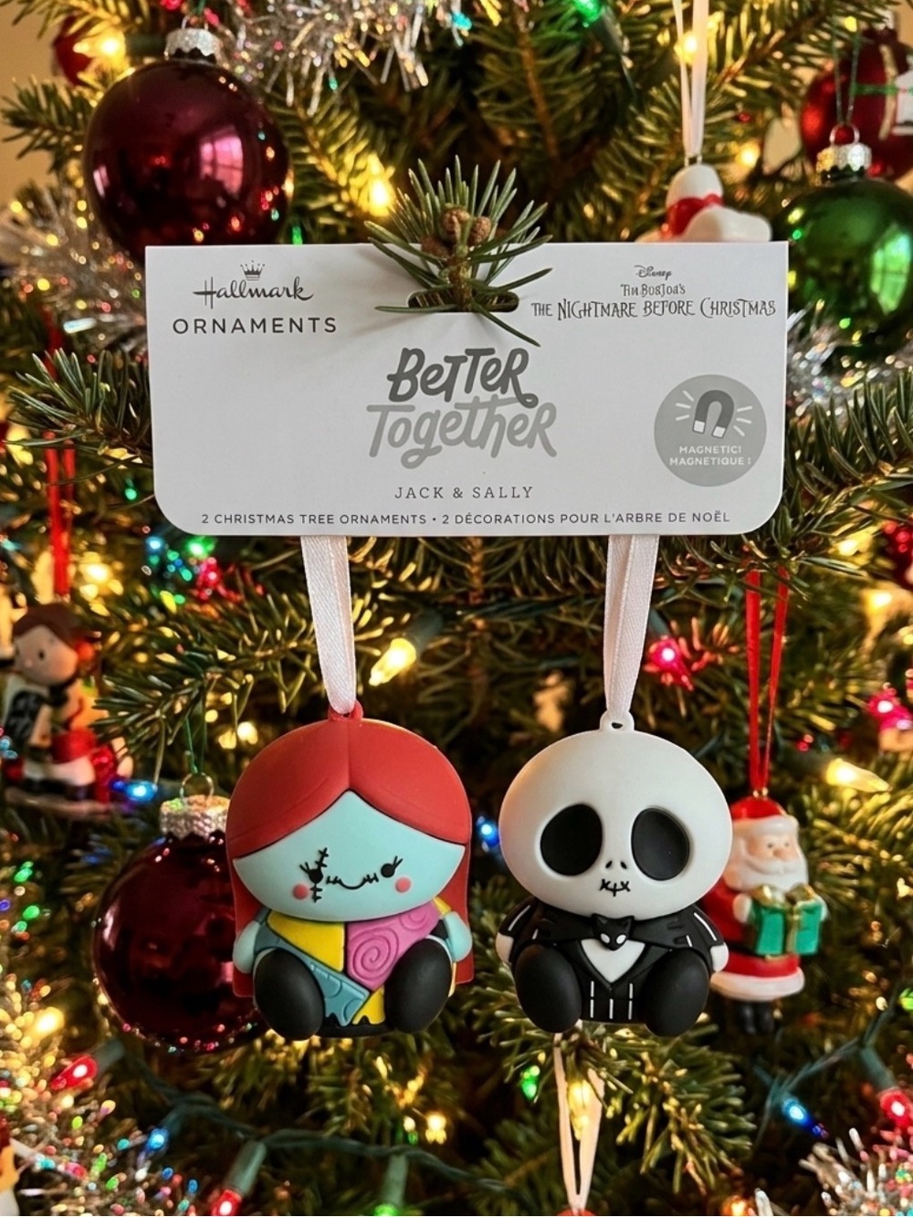 Nightmare Before Christmas Jack & Sally Magnetic Christmas Tree Ornaments